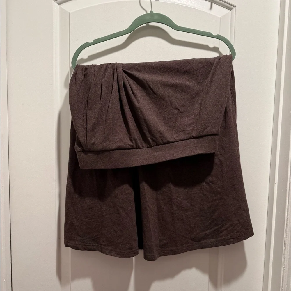 Pact Women's Chocolate Heather Fit & Flare Midi Skirt L - Picture 2 of 4